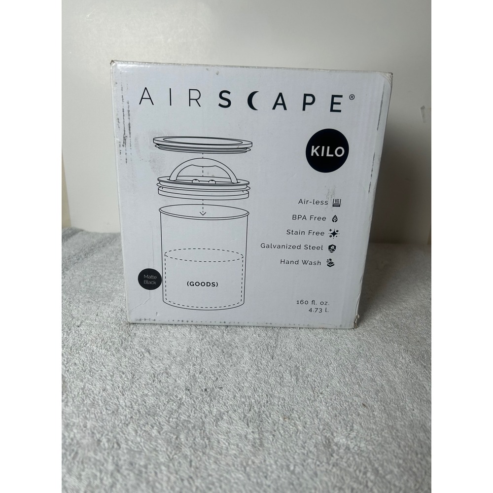 Airscape Kilo Coffee Storage Canister Matte Black Galvanized Steel 160oz 4.73L